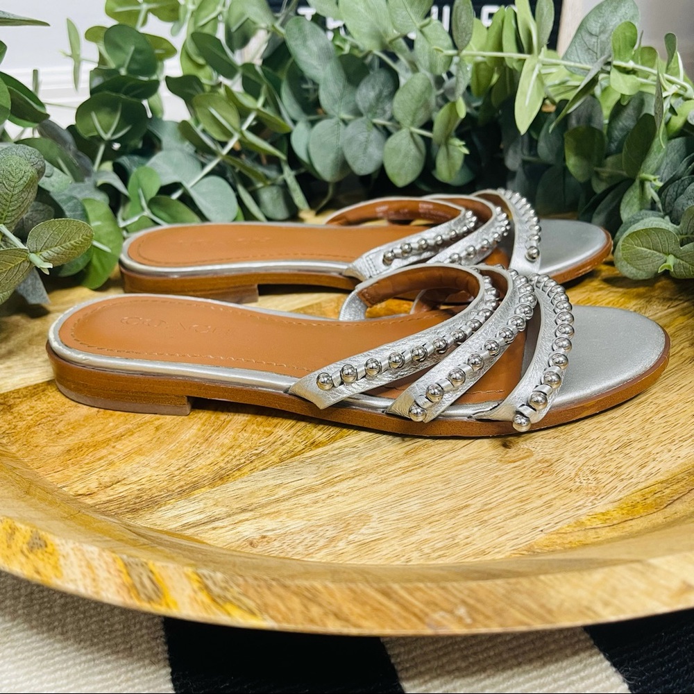 Coach - Isa Studded Metallic Leather Slide Sandal 7.5 - Picture 3 of 16